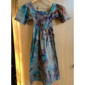 Chloe Cox Stay Soft Smocked Midi Dress Multi Color Puff Sleeve Boho